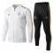2019/20 Real Madrid Low Neck White Mens Soccer Training Suit(Jacket + Pants)