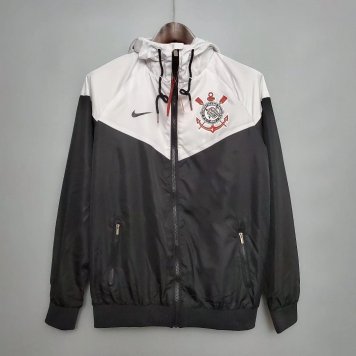 Corinthians All Weather Windrunner Soccer Jacket Hoodie White - Black Mens 2022/23