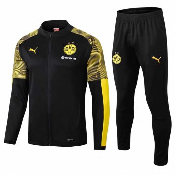 2019/20 Borussia Dortmund Black Mens Soccer Training Suit(Jacket + Pants) [47012099]
