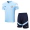 Manchester City Soccer Jersey + Short Replica Light Blue 2022/23 Mens