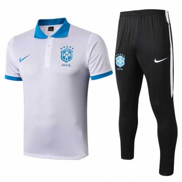 2019/20 Brazil White Mens Soccer Training Suit(Polo + Pants)