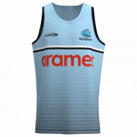 Cronulla Sutherland Sharks Training Singlet NRL Rugby Jersey Light Blue 2023 Mens