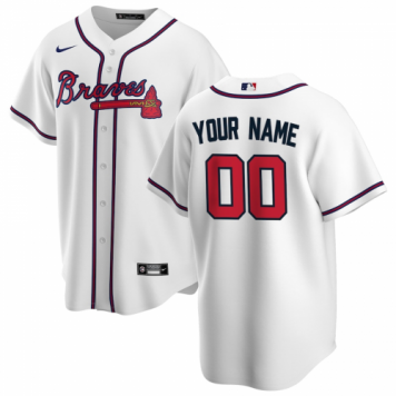 Atlanta Braves 2020 Home White Replica Custom Jersey Mens [2020127727]