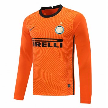 2020/21 Inter Milan Goalkeeper Orange Long Sleeve Mens Soccer Jersey Replica