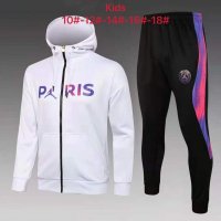 2021/22 PSG x Jordan Hoodie White Soccer Training Suit(Jacket + Pants) Kids