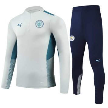 Manchester City Soccer Training Suit Light Grey Mens 2021/22