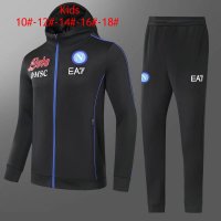 Napoli Soccer Training Suit Jacket + Pants Hoodie Black Youth 2021/22