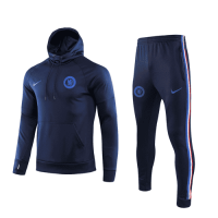 2019/20 Chelsea Hoodie Navy Mens Soccer Training Suit(SweatJersey + Pants)