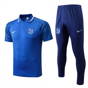 Atletico Madrid Soccer Polo + Pants Replica Blue 2022/23 Mens