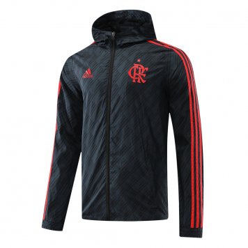Flamengo All Weather Windrunner Soccer Jacket Black - Red Logo 2022/23 Mens (Hoodie)