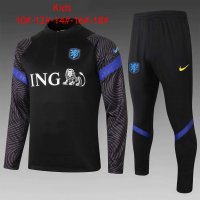 2020/21 Netherlands Black Kids Half Zip Soccer Training Suit(Jacket + Pants)