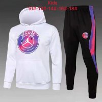 2021/22 PSG x Jordan Hoodie Big Logo White Soccer Training Suit(SweatJersey + Pants) Kids
