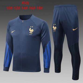 France Royal Soccer Jacket + Pants Replica Youth 2022