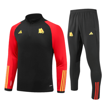 Roma Soccer Zipper Sweatshirt + Pants Replica Black 2023/24 Mens