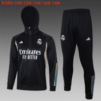 Real Madrid Soccer Sweatshirt + Pants Replica Black 2023/24 Youth (Hoodie)