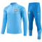 Manchester City Soccer Sweatshirt + Pants Replica Zipper Blue 2023/24 Youth