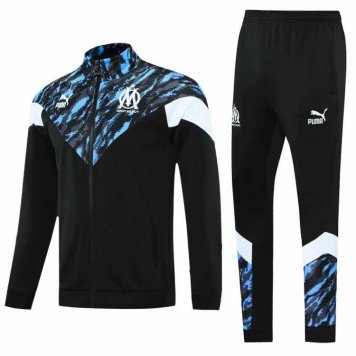 2021/22 Olympique Marseille Black Soccer Training Suit(Jacket + Pants) Mens