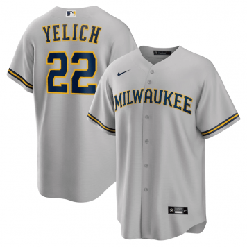 Milwaukee Brewers Alternate Replica Player Jersey Gray 2022 Mens (Christian Yelich #22)