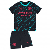 Manchester City Soccer Whole Kit Jersey + Short + Socks Replica Third Away 2023/24 Youth