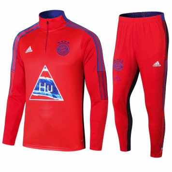 2020/21 Bayern Munich Human Race Red Mens Half Zip Soccer Training Suit(Jacket + Pants)