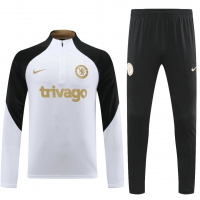 Chelsea Soccer Sweatshirt + Pants Replica White Zipper 2023/24 Mens