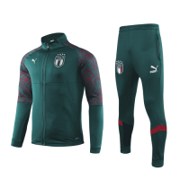 2019/20 Italy Dark Green High Neck Collar Mens Soccer Training Suit(Jacket + Pants)
