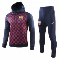 2019/20 Barcelona Hoodie Blue Mens Soccer Training Suit(SweatJersey + Pants)