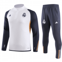 Real Madrid Soccer Sweatshirt + Pants Replica Zipper White 2023/24 Youth