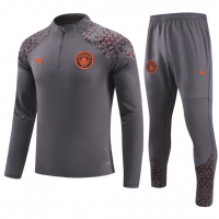Manchester City Soccer Sweatshirt + Pants Replica Zipper Gray 2023/24 Youth