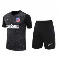 2020/21 Atletico Madrid Goalkeeper Black Mens Soccer Jersey Replica + Shorts Set