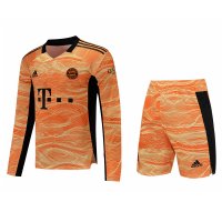 2021/22 Bayern Munich Goalkeeper Orange LS Soccer Jersey Replica + Shorts Set Mens