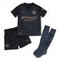 2020/21 Manchester City Away Kids Soccer Kit(Jersey+Shorts+Socks)