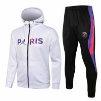 2020/21 PSG x Jordan Hoodie White Soccer Training Suit (Jacket + Pants) Mens
