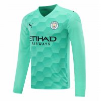 2020/21 Manchester City Goalkeeper Green Long Sleeve Mens Soccer Jersey Replica