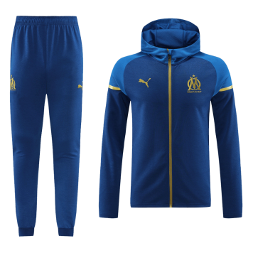 Marseille Soccer Jacket + Pants Replica Blue 2023/24 Mens (Hoodie)