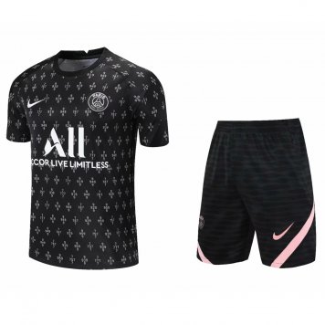 PSG Black Soccer Training Suit Jerseys + Short Mens 2021/22
