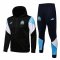 Olympique Marseille Soccer Training Suit Jacket + Pants Hoodie Black Mens 2021/22