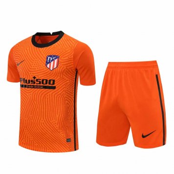 2020/21 Atletico Madrid Goalkeeper Orange Mens Soccer Jersey Replica + Shorts Set