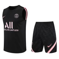 PSG Soccer Traning Kit (Singlet + Shorts) Black Mens 2021/22