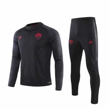 2019/20 AS Roma Half Zip Royal Black Mens Soccer Training Suit(Jacket + Pants)