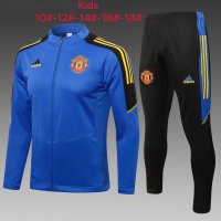 Manchester United Soccer Training Suit Jacket + Pants Replica Blue Youth 2021-22