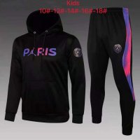 2021/22 PSG x Jordan Hoodie Black Soccer Training Suit(SweatJersey + Pants) Kids