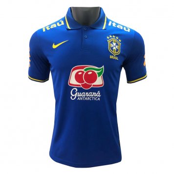 Brazil Soccer Polo Jersey Blue Mens 2022