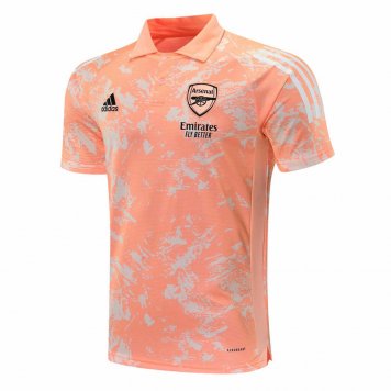 2020/21 Arsenal UCL Chalk Coral Texture Mens Soccer Polo Jersey