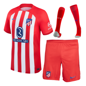 Atletico Madrid Soccer Whole Kit Jersey + Short + Socks Replica Home 2023/24 Mens