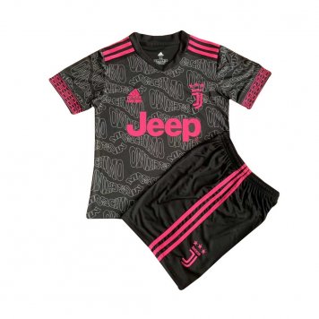 2021/22 Juventus x Mochino Black Soccer Jersey Replica + Short Kids