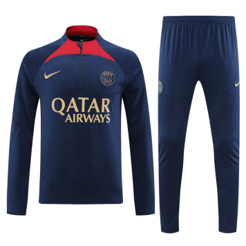 PSG Soccer Sweatshirt + Pants Replica Navy Zipper 2023/24 Mens