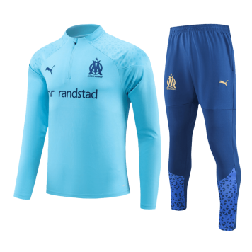 Marseille Soccer Zipper Sweatshirt + Pants Replica Blue 2023/24 Youth