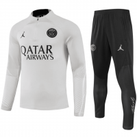 PSG Soccer Sweatshirt + Pants Replica Zipper Gray 2023/24 Mens