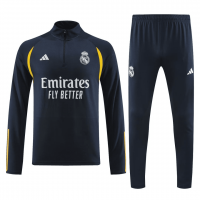 Real Madrid Soccer Sweatshirt + Pants Replica Navy Zipper 2023/24 Mens
